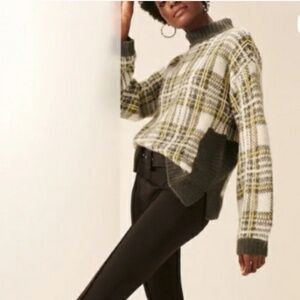 Classic Plaid Sweater Grey, Yellow, and White